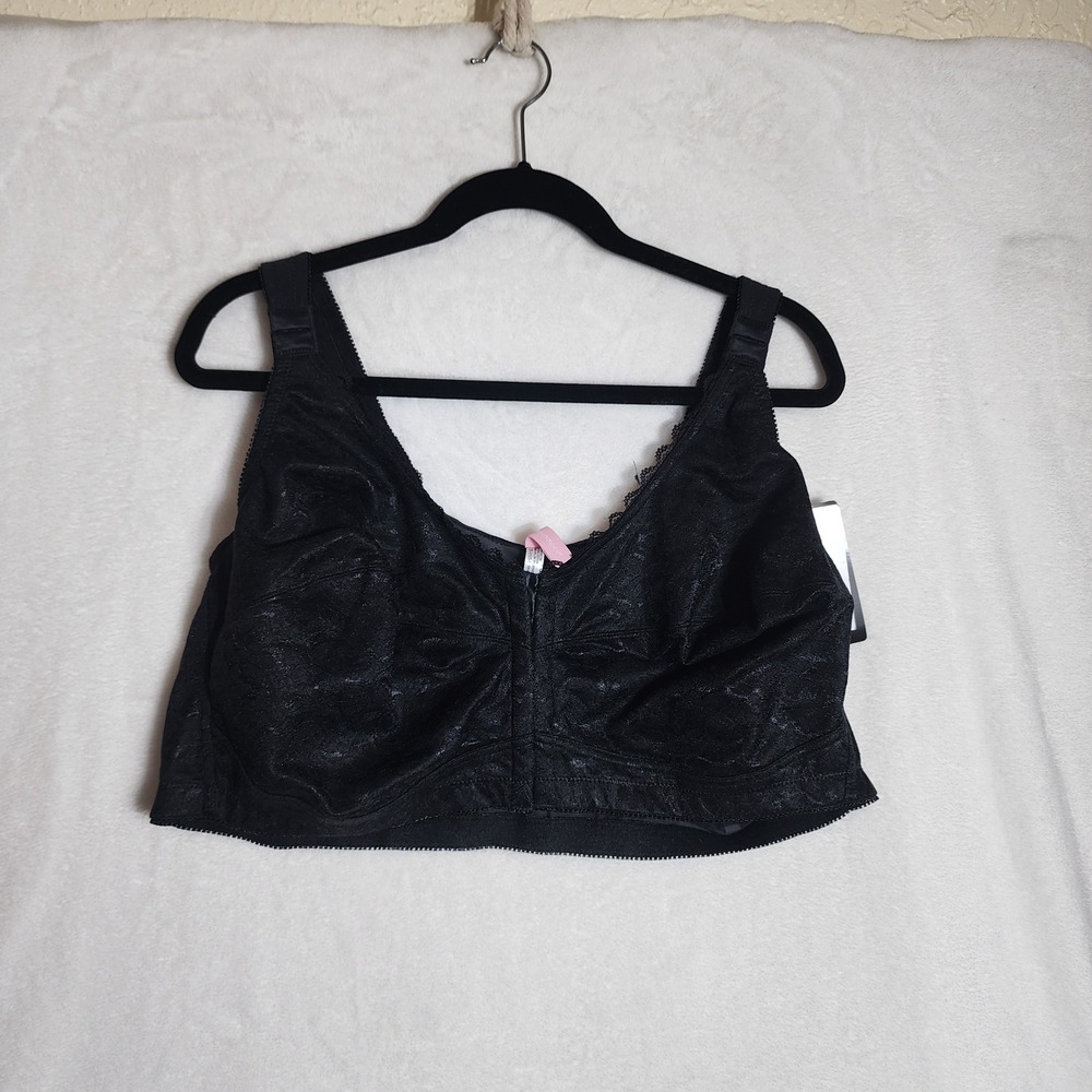 Comfort Choice Posture Support Bra Black Lace Front Hook Wireless 52DD 27-1105-9